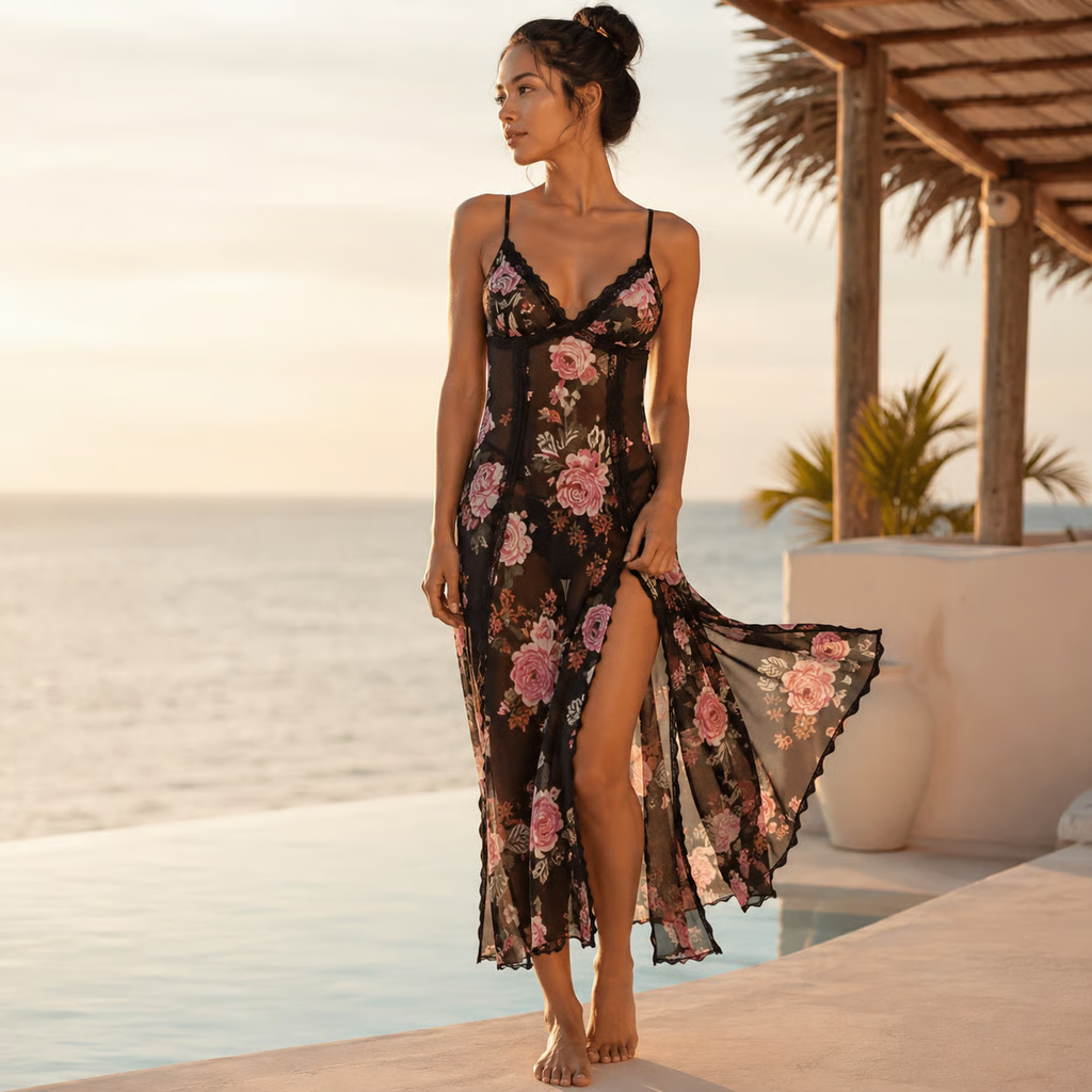 🌹 49% OFF Ends Today! Sheer Floral Rose Maxi Dress | Buy 2, Free Shipping