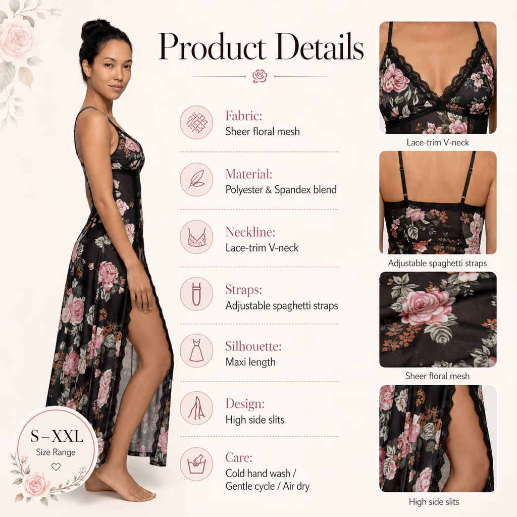 🌹 49% OFF Ends Today! Sheer Floral Rose Maxi Dress | Buy 2, Free Shipping