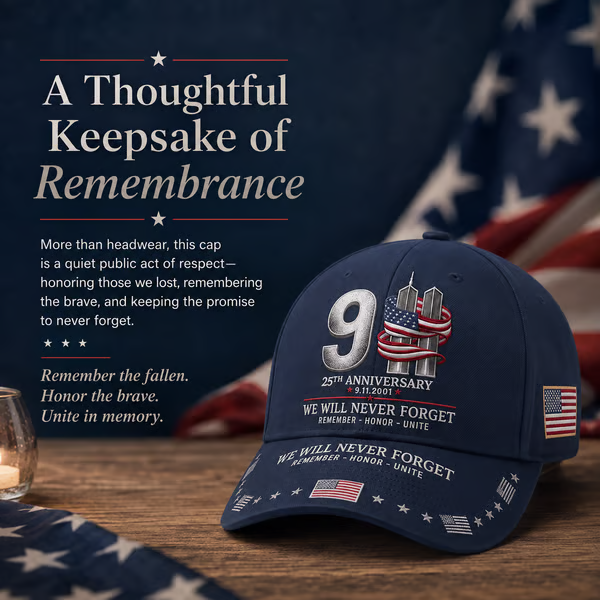 🔥 LAST DAY 50% OFF – 🇺🇸 9/11 Never Forget 25th Anniversary Embroidered Cap