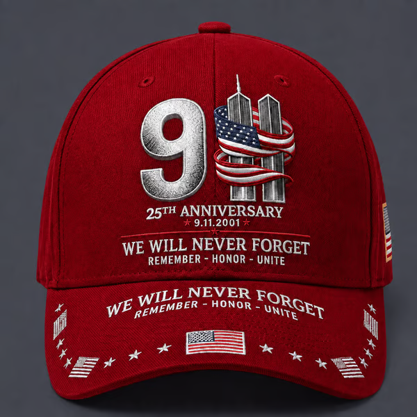 🔥 LAST DAY 50% OFF – 🇺🇸 9/11 Never Forget 25th Anniversary Embroidered Cap