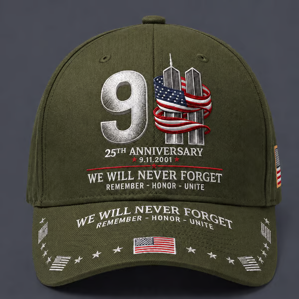 🔥 LAST DAY 50% OFF – 🇺🇸 9/11 Never Forget 25th Anniversary Embroidered Cap
