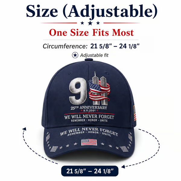 🔥 LAST DAY 50% OFF – 🇺🇸 9/11 Never Forget 25th Anniversary Embroidered Cap
