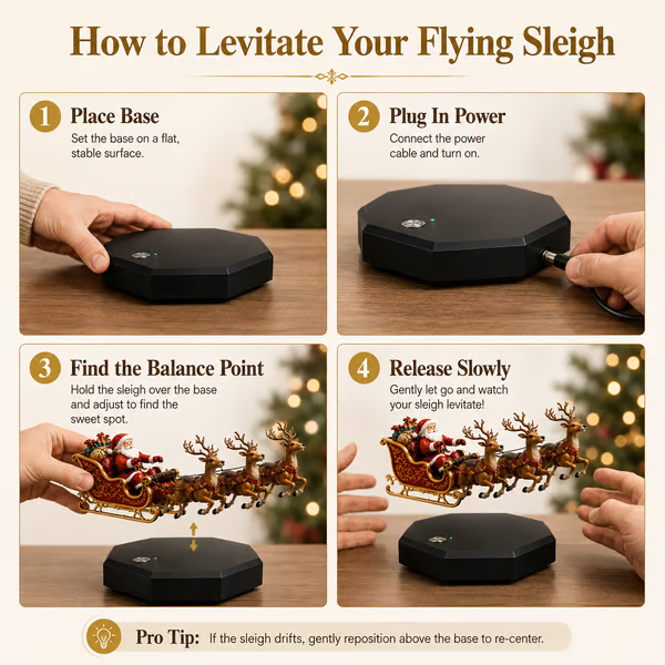 🎅 Santa’s Flying Sleigh – Magnetic Levitation Christmas Decoration ✨