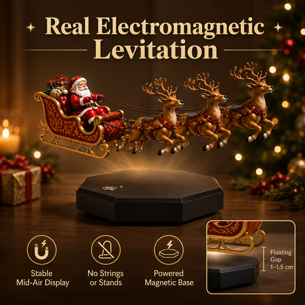 🎅 Santa’s Flying Sleigh – Magnetic Levitation Christmas Decoration ✨