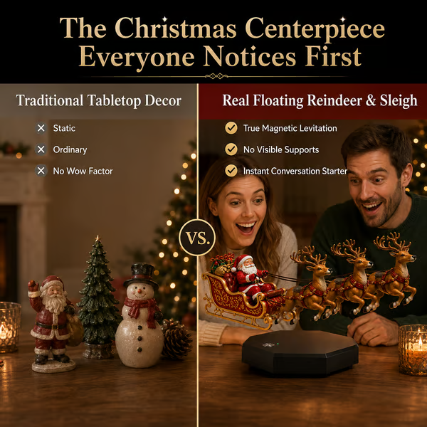 🎅 Santa’s Flying Sleigh – Magnetic Levitation Christmas Decoration ✨