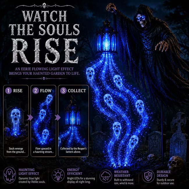 🎃 49% OFF – Halloween Soul Harvester Animated Garden Light