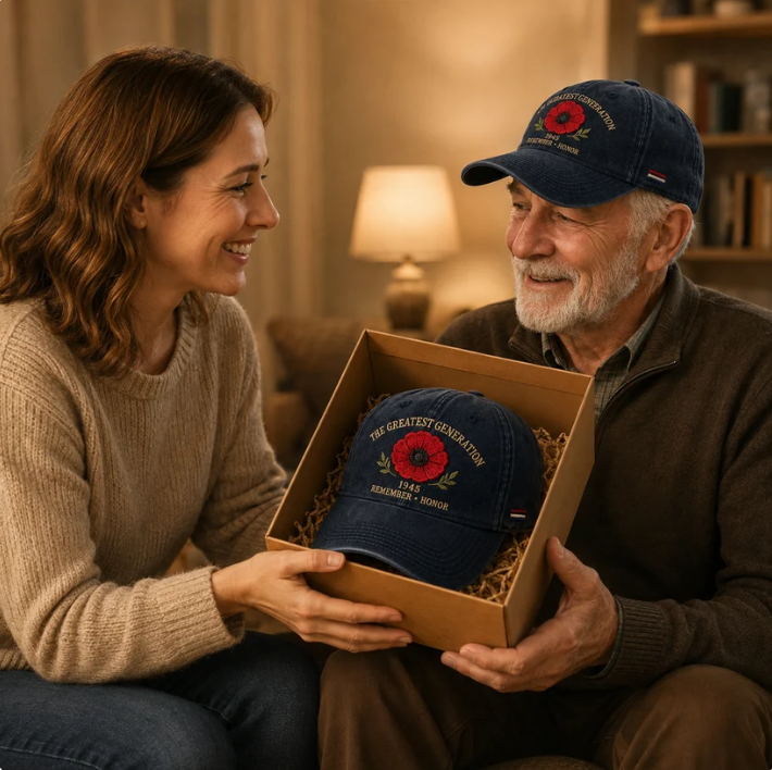 🌺 The Greatest Generation 1945 Memorial Poppy Cap – Remember & Honor