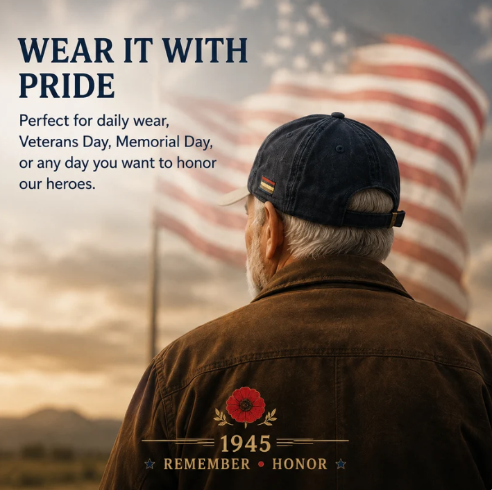🌺 The Greatest Generation 1945 Memorial Poppy Cap – Remember & Honor