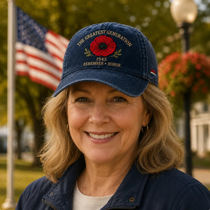 🌺 The Greatest Generation 1945 Memorial Poppy Cap – Remember & Honor