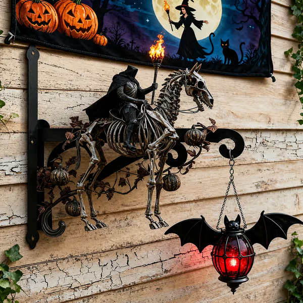 🎃 Spooky Halloween Wall Hook – Metal Outdoor Hanger for Porch & Garden Decor