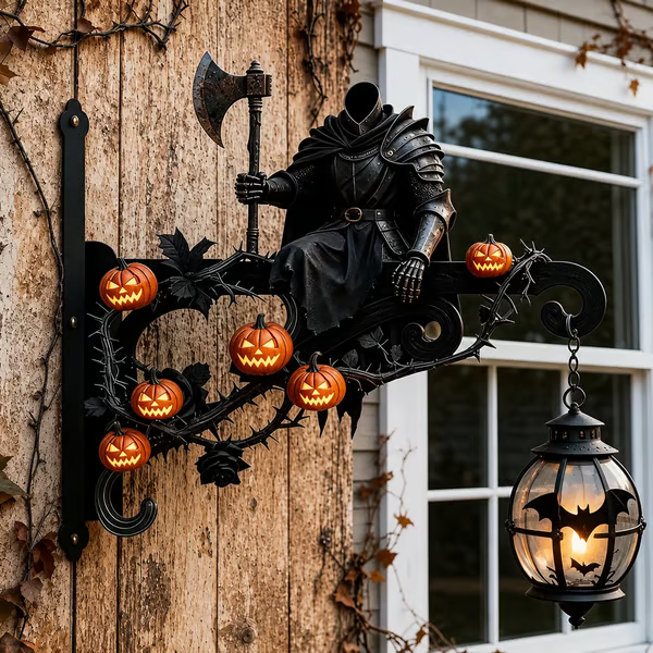 🎃 Spooky Halloween Wall Hook – Metal Outdoor Hanger for Porch & Garden Decor