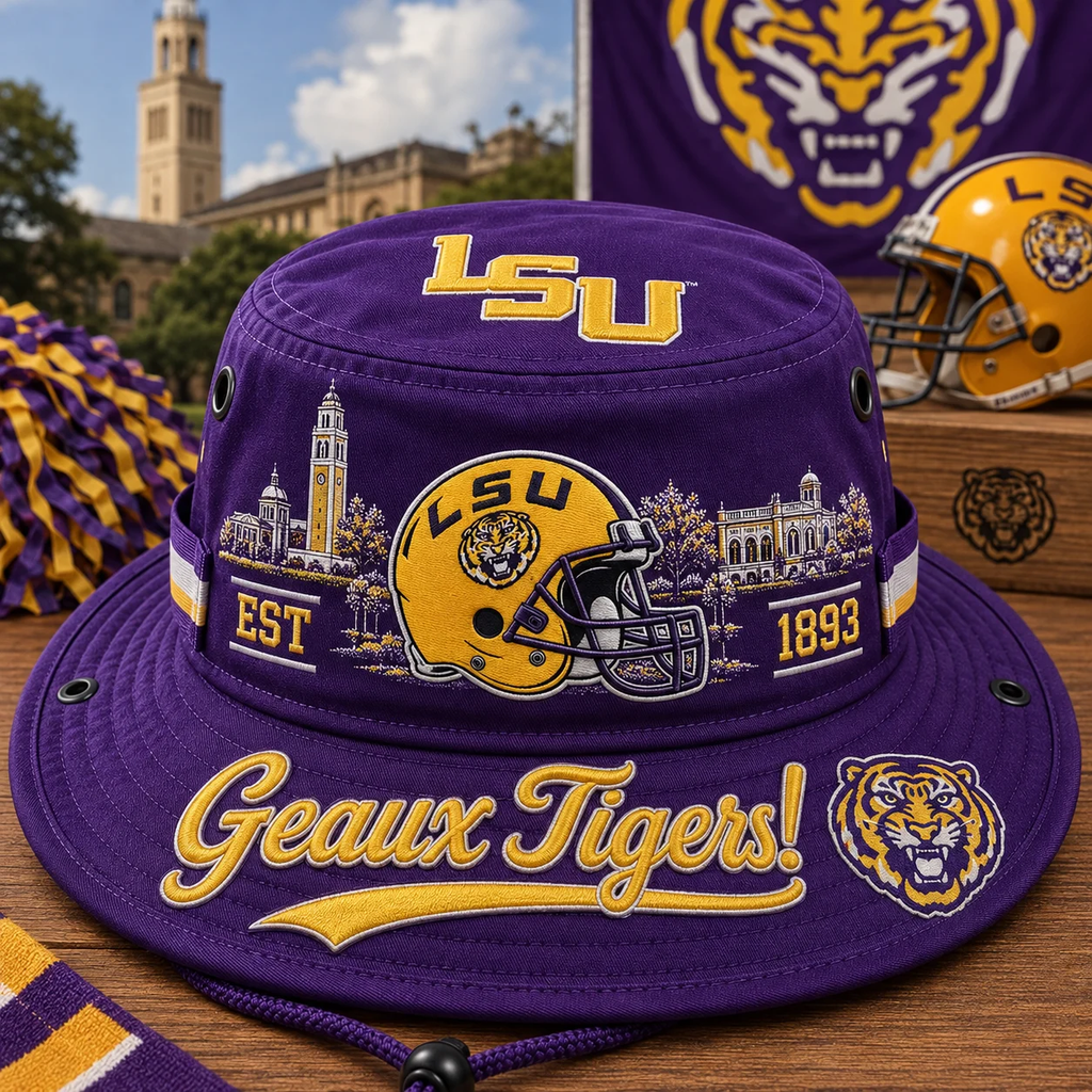 🔥 LAST DAY 49% OFF – 🐯 Geaux Tigers Boonie Hat | LSU Football Fan Hat