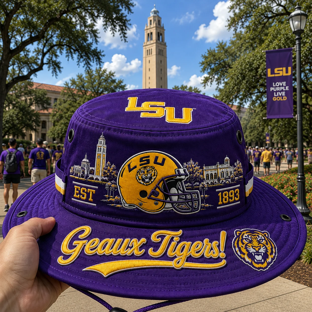 🔥 LAST DAY 49% OFF – 🐯 Geaux Tigers Boonie Hat | LSU Football Fan Hat