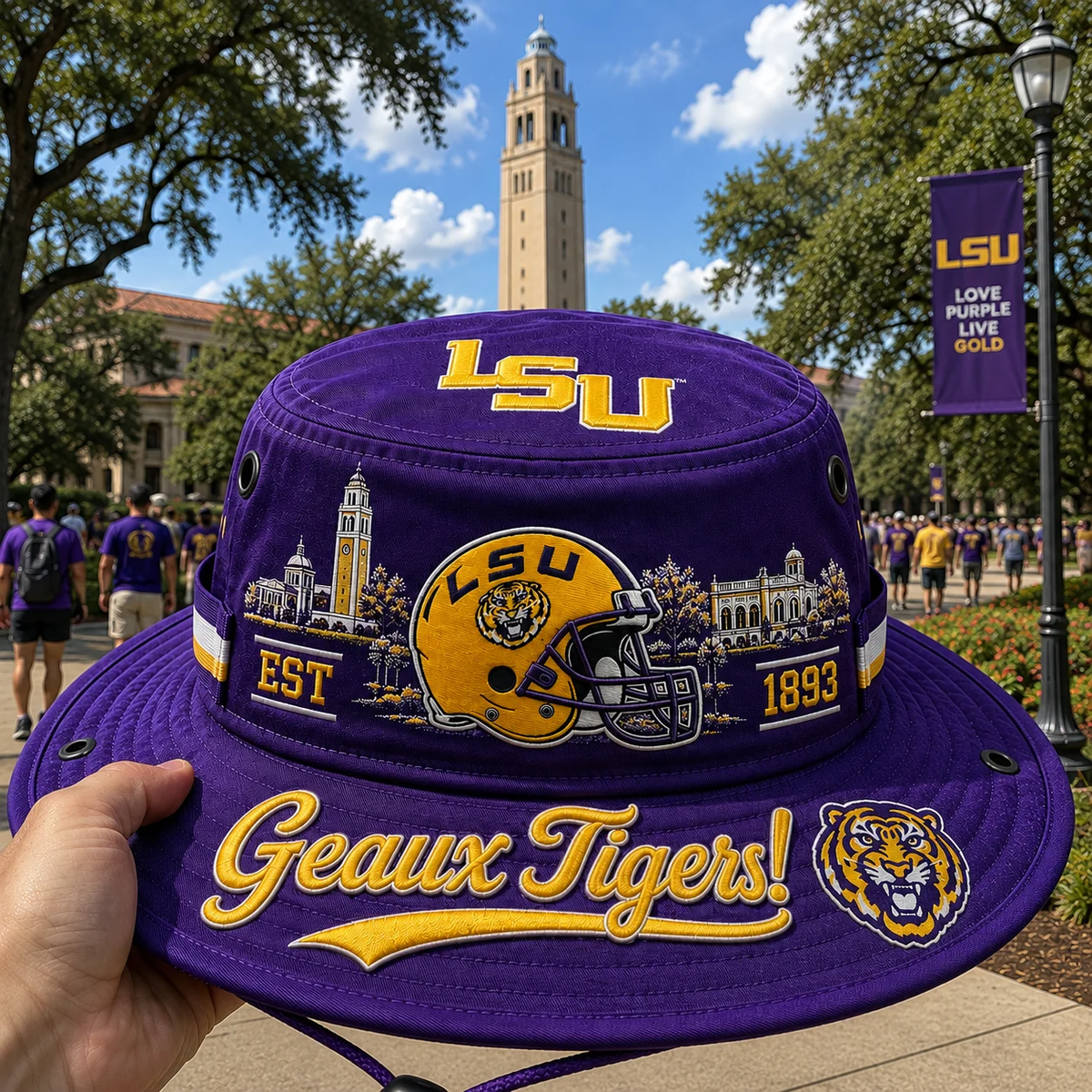 🔥 LAST DAY 49% OFF – 🐯 Geaux Tigers Boonie Hat | LSU Football Fan Hat