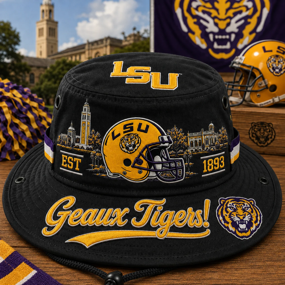 🔥 LAST DAY 49% OFF – 🐯 Geaux Tigers Boonie Hat | LSU Football Fan Hat