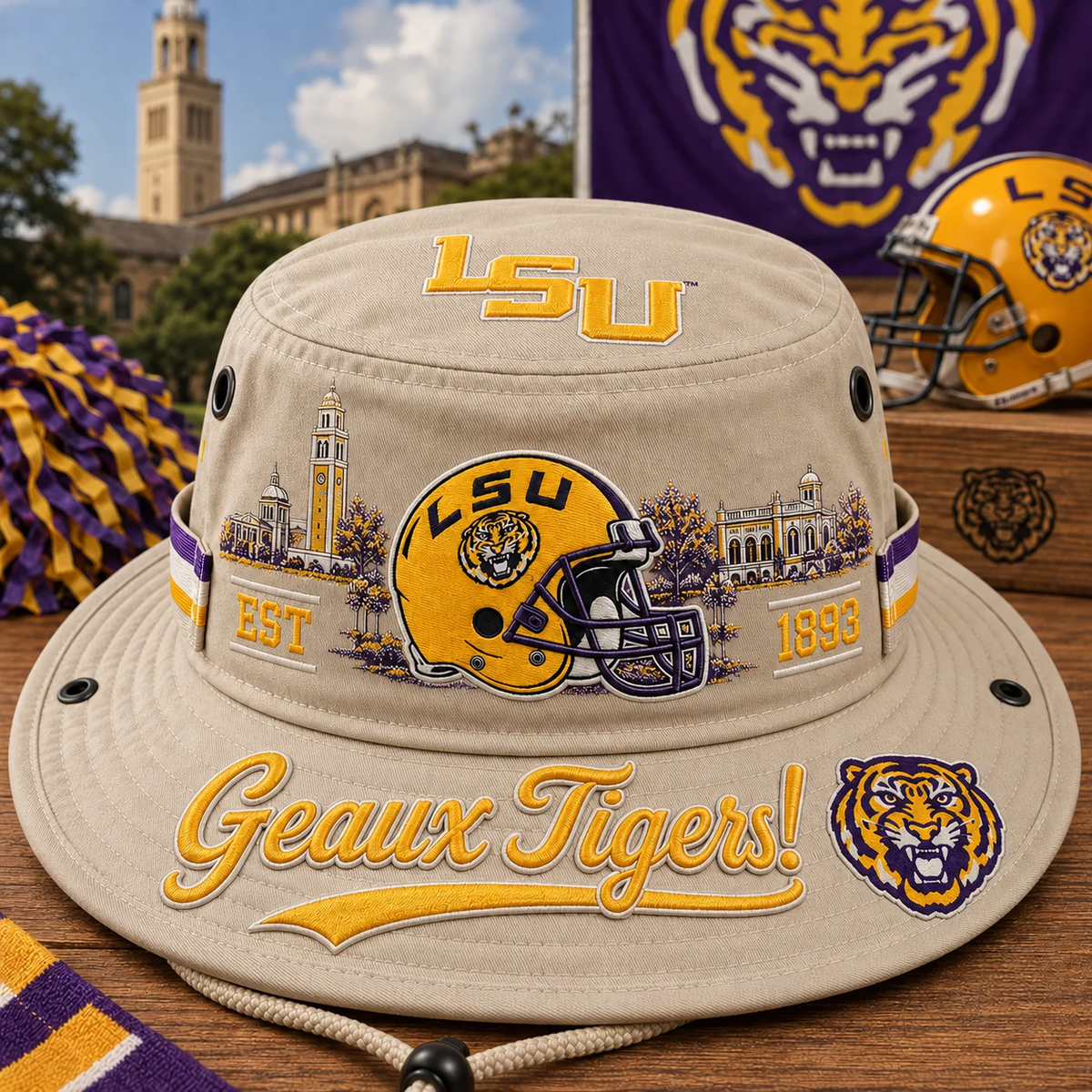 🔥 LAST DAY 49% OFF – 🐯 Geaux Tigers Boonie Hat | LSU Football Fan Hat