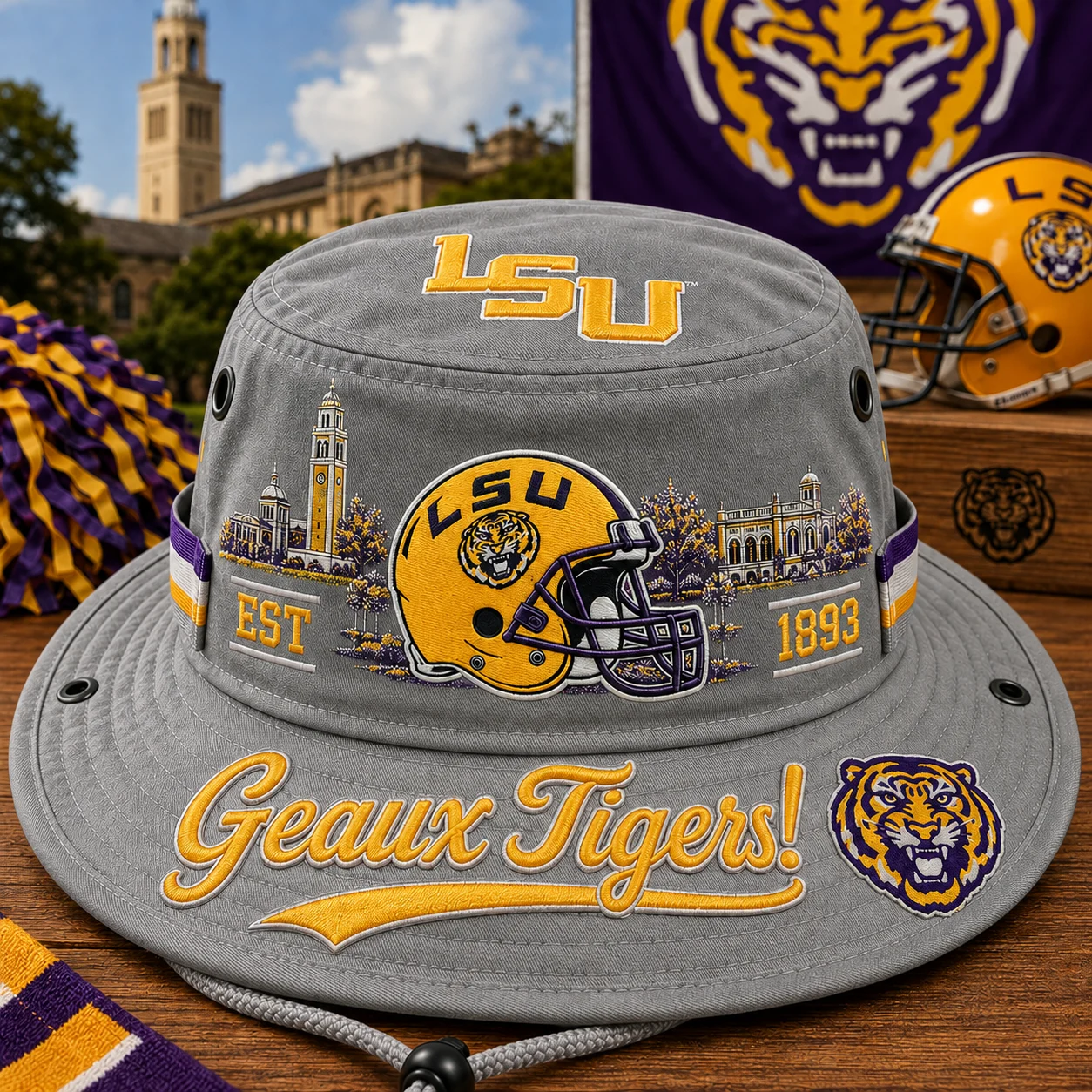 🔥 LAST DAY 49% OFF – 🐯 Geaux Tigers Boonie Hat | LSU Football Fan Hat