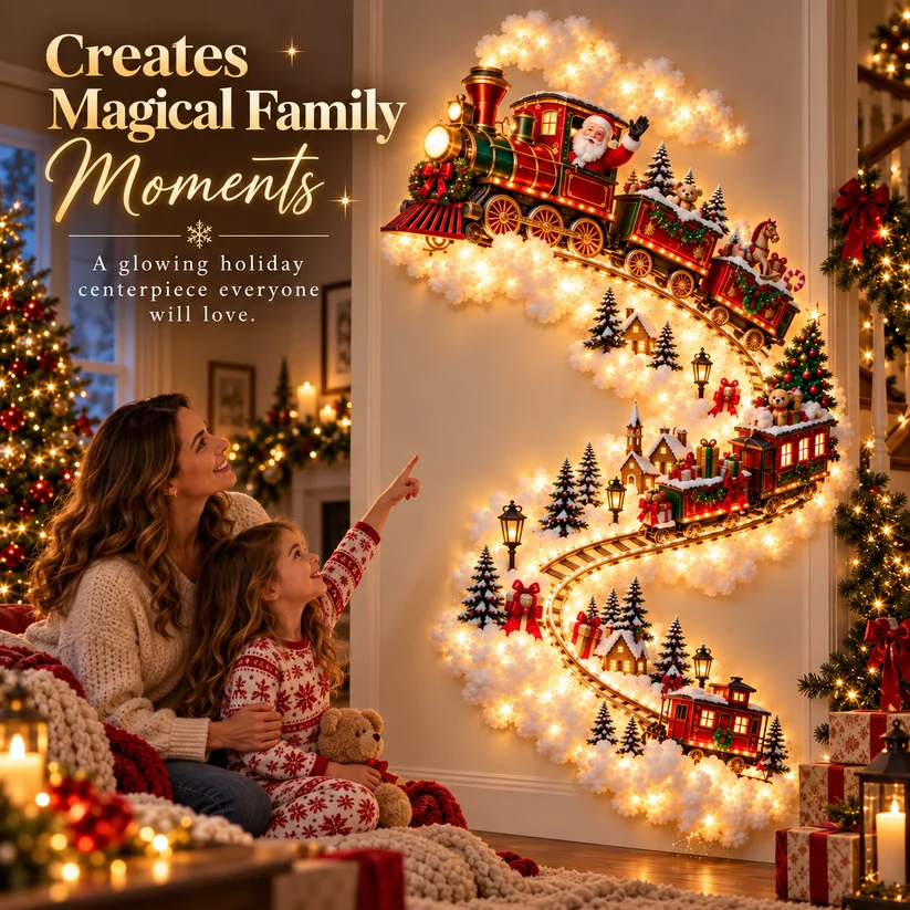 🎄 Christmas Magic LED Train Wall Light | Santa Holiday Wall Decoration