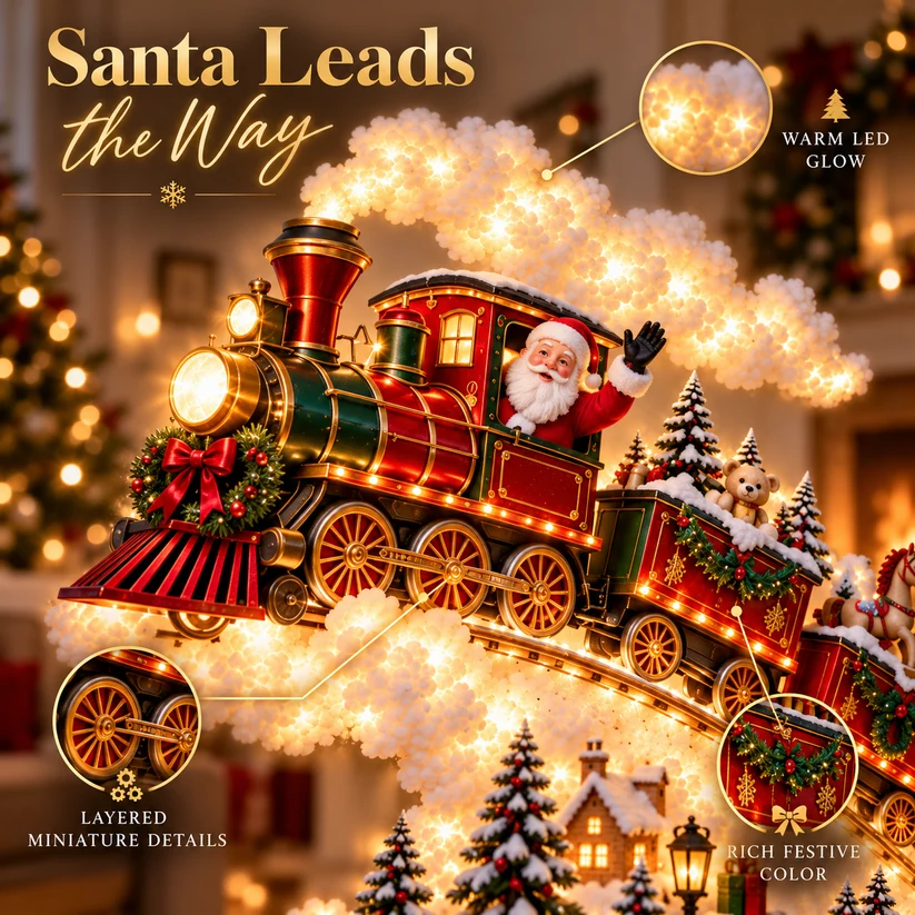 🎄 Christmas Magic LED Train Wall Light | Santa Holiday Wall Decoration