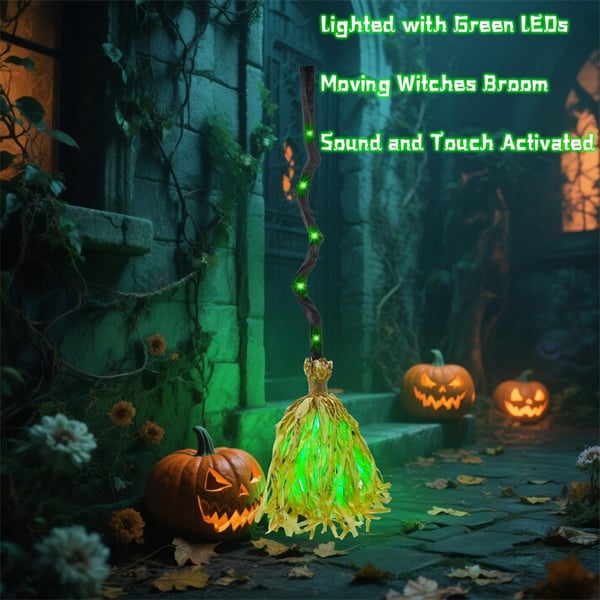 🔥 LAST DAY 49% OFF – 🎃🧹 Floating Witch’s Broom | Spooky Moving Halloween Decor