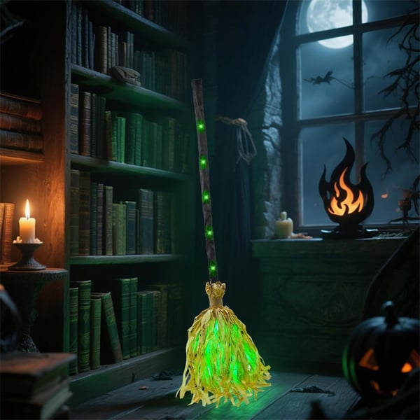 🔥 LAST DAY 49% OFF – 🎃🧹 Floating Witch’s Broom | Spooky Moving Halloween Decor