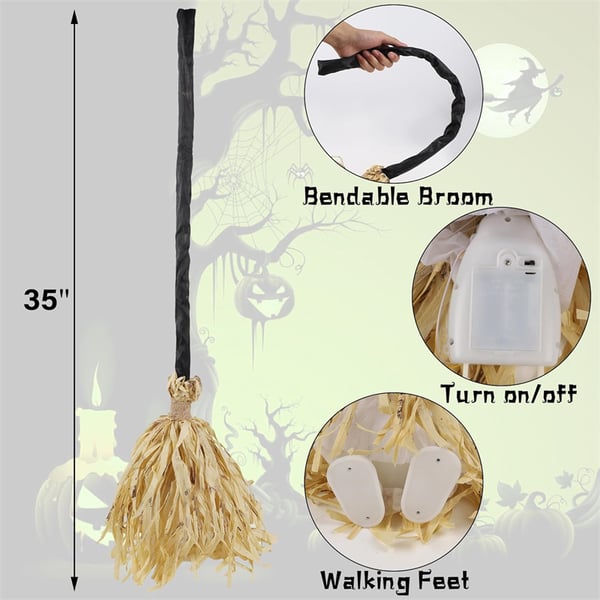 🔥 LAST DAY 49% OFF – 🎃🧹 Floating Witch’s Broom | Spooky Moving Halloween Decor