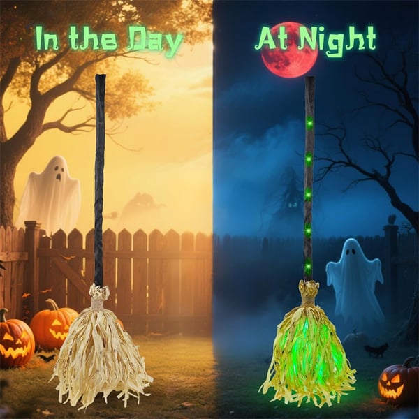 🔥 LAST DAY 49% OFF – 🎃🧹 Floating Witch’s Broom | Spooky Moving Halloween Decor