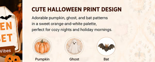 🎃 Women’s Halloween Pajama Set – Cute Pumpkin Ghost & Bat 2-Piece Cozy Sleepwear