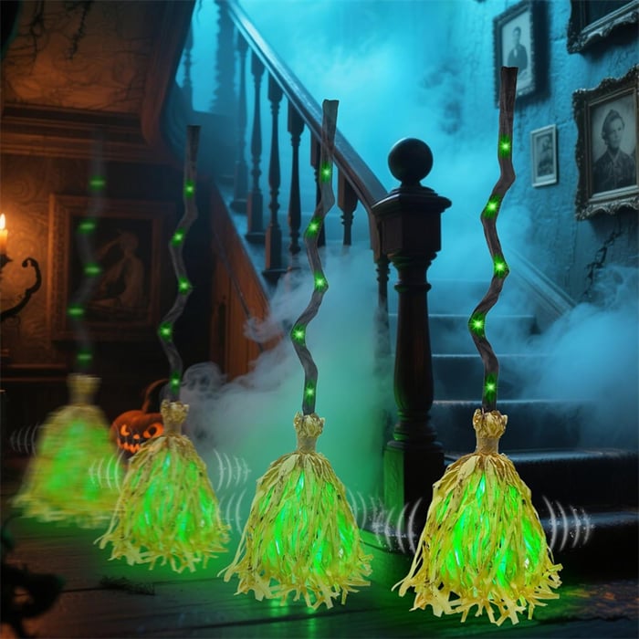 🔥 LAST DAY 49% OFF – 🎃🧹 Floating Witch’s Broom | Spooky Moving Halloween Decor